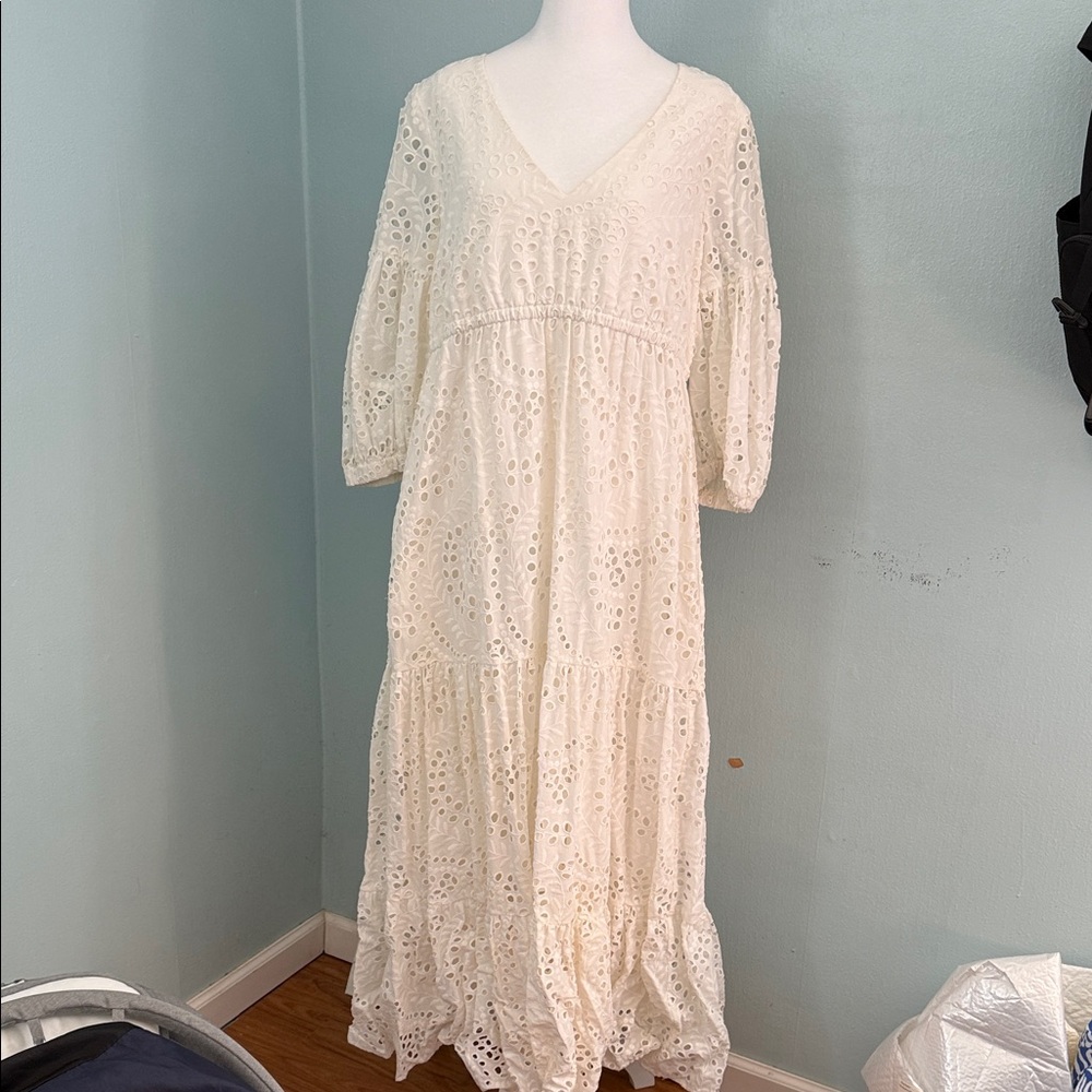 Lilly Pulitzer Cream Eyelet V-Neck Maxi Dress